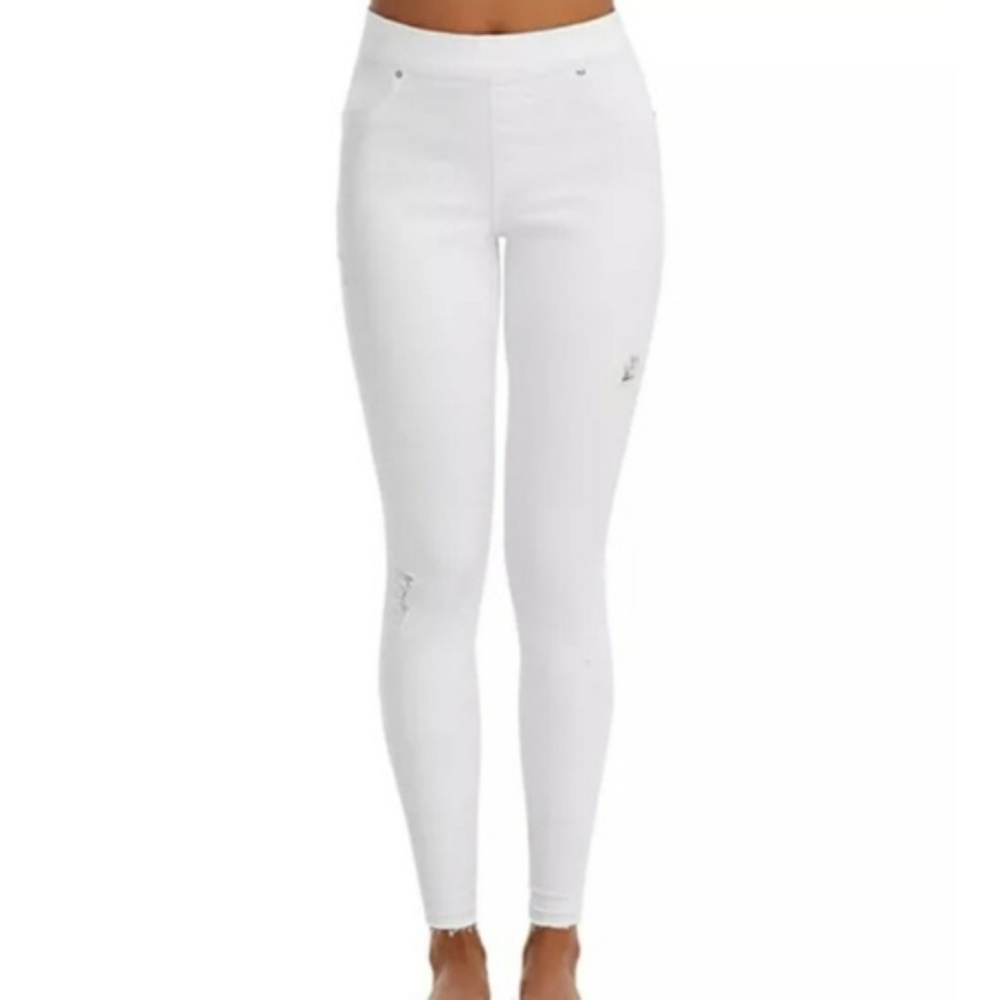 NWT Spanx Distressed White Skinny Jeans M L